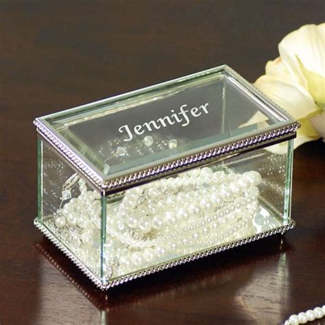 glass and metal engraved small jewelry box|personalized jewelry boxes.